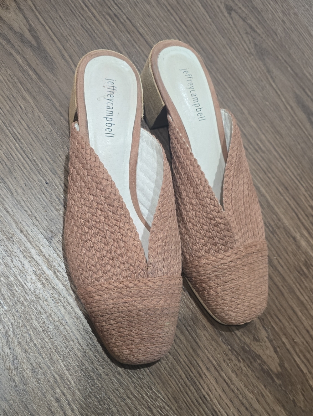 Jeffrey Campbell Woven Slip-On Mules in Dusty Rose Tan 9.5